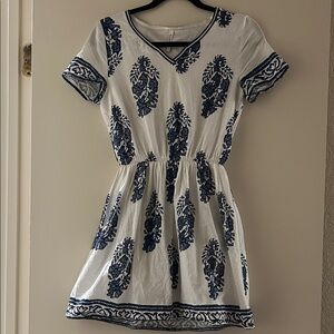 SHEIN White Top with Navy Pattern